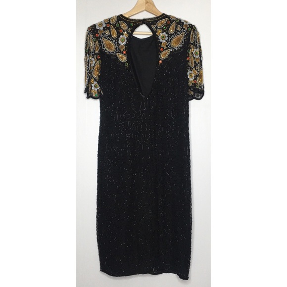Vtg 80’s Lawrence Kazar Sequins Cocktail Dress - Picture 9 of 16